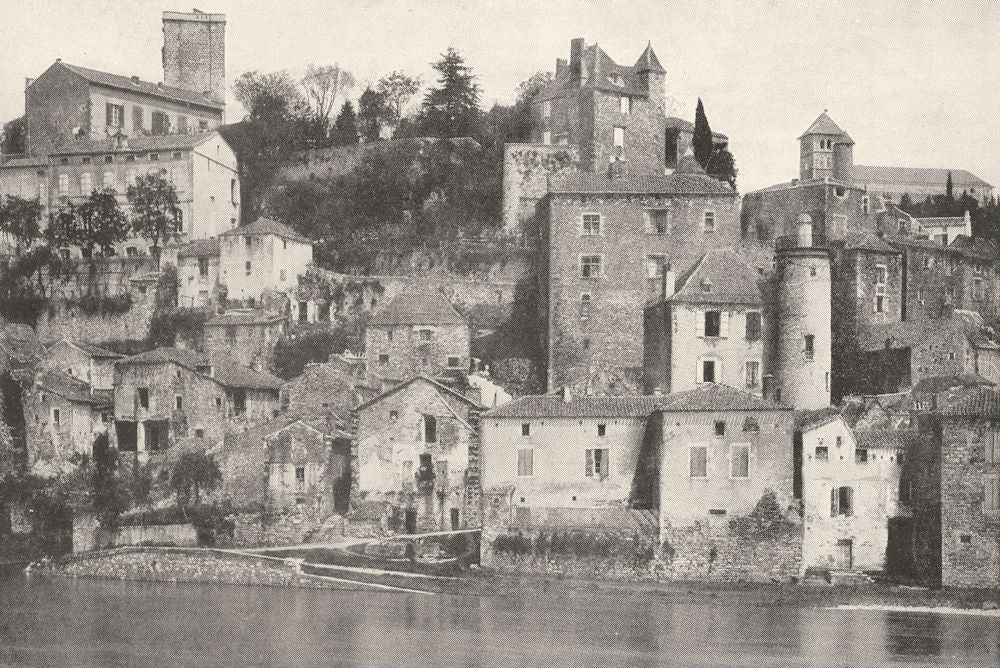 LOT. Puy- L'évêque, sur la rive Droite du lot 1900 old antique print picture